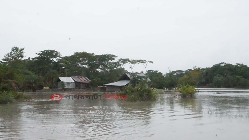 জোয়ারের পানি বন্দি ঘরবাড়ি