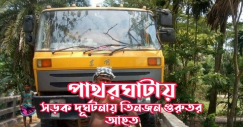 পাথরঘাটায় সড়ক দূর্ঘটনায় তিনজন গুরুতর আহত