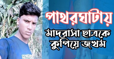 পাথরঘাটায় মোটরসাইকেল ছিনিয়ে নিতে বাধা, মাদরাসা ছাত্রকে কুপিয়ে জখম