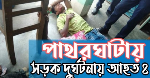 পাথরঘাটায় সড়ক দুর্ঘটনায় আহত ৪