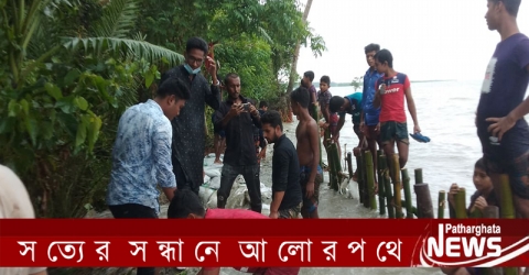 পাথরঘাটার পদ্মা বেড়িবাঁধ ভেঙ্গে ১০ গ্রাম প্লাবিত