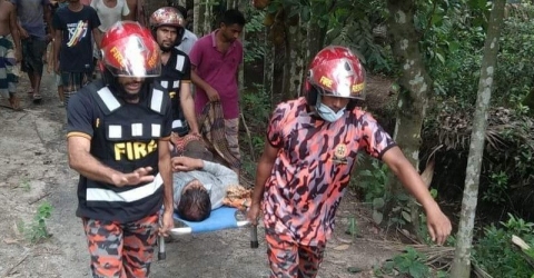 ৯৯৯ এ ফোন, নারিকেল গাছ থেকে ব্যাবসায়ীকে উদ্ধার করলো ফায়ার সার্ভিস