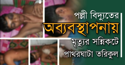 পল্লী বিদ্যুতের অব্যবস্থাপনা, খুটি থেকে পড়ে যাওয়া পাথরঘাটার তরিকুলের জ্ঞান ফিরেনি চারদিনেও